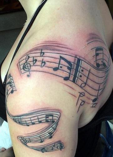 Winsome Music Tattoo On Shoulder