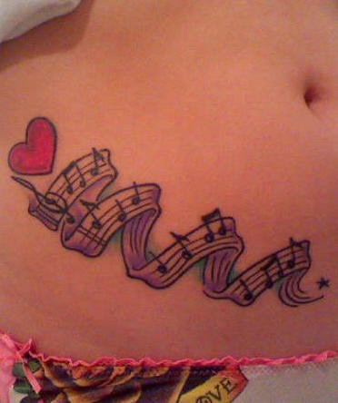 Music Tattoo On Waist