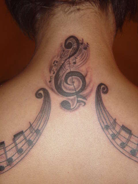 Music Tattoo On Neck