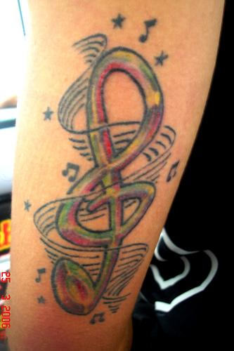 Colorful Music Tattoo On Arm