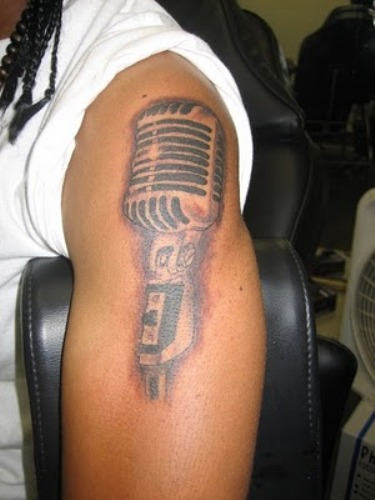 Mic Tattoo On Shoulder