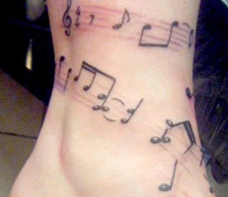 Music Rhythms Tattoo On Ankle