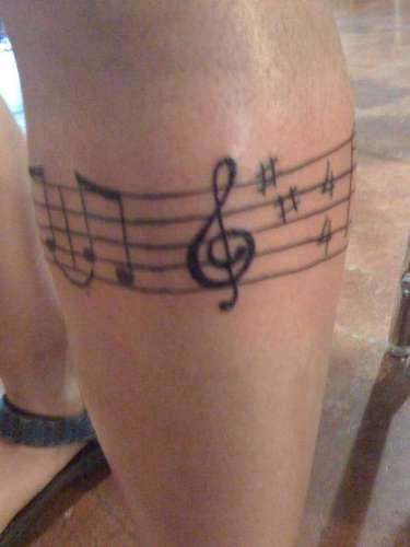 Musical Band Tattoo On Leg