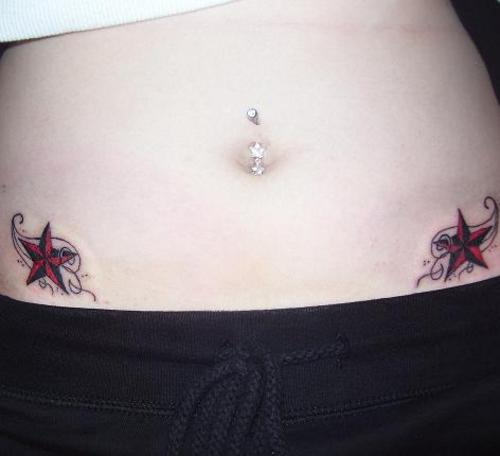 Elegant Nautical Stars Tattoo On Waist