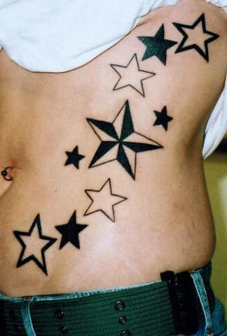 Nautical Star Tattoo On Rib