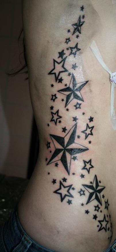 Black Nautical Stars On Rib