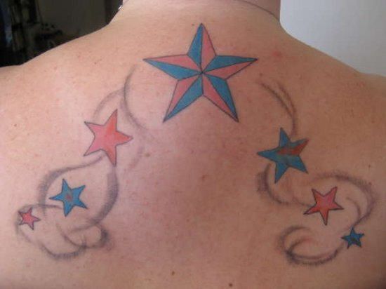 Nautical Stars Tattoo On Back
