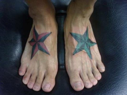 Nautical Stars Tattoo On Feet