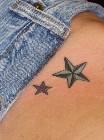 Nautical Star Tattoo On Waist