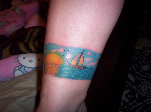 Ocean Tattoo On Ankle
