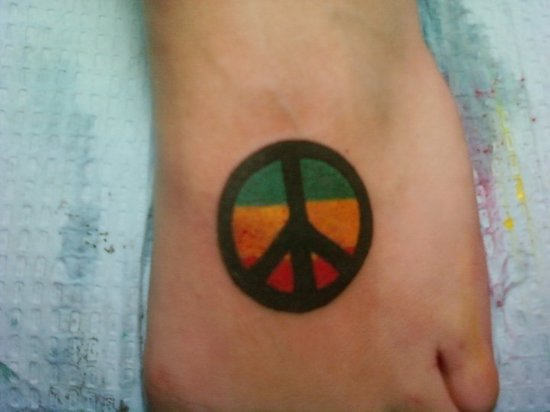 Peace Sign Tattoo On Foot