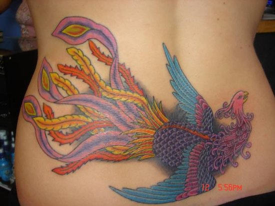 Beautiful Phoenix Tattoo On Lower Back