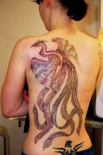 Beautiful Phoenix Tattoo On Back