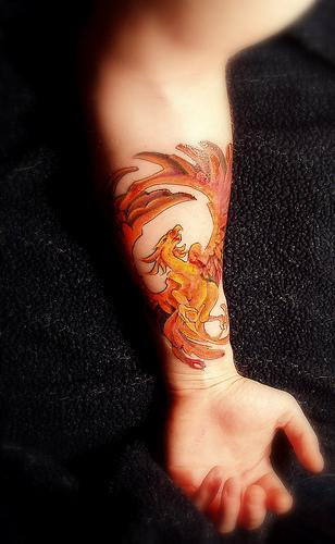 Colorful Firebird Phoenix Tattoo