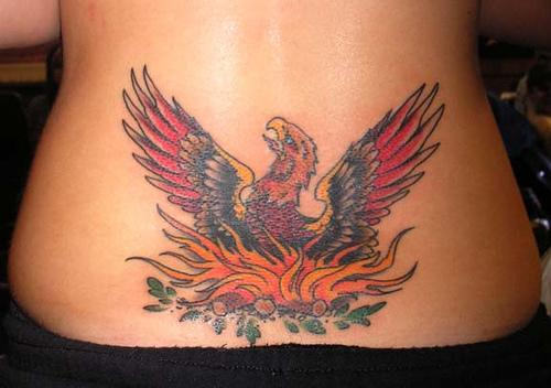 Firebird Phoenix Tattoo On Lower Back