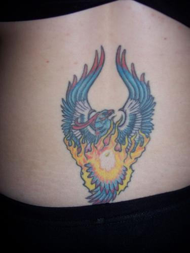 Burning Eagle Tattoo On Waist