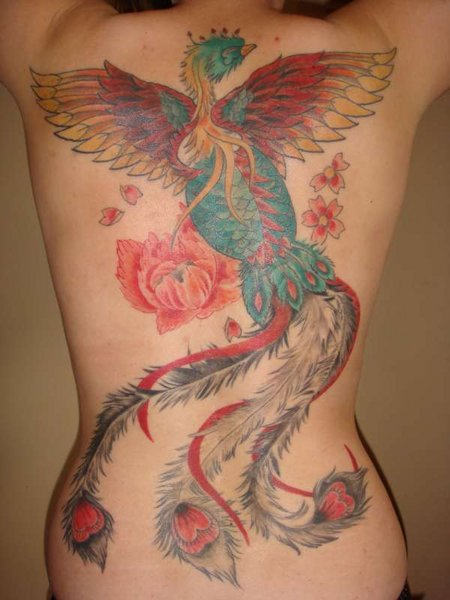 Huge Phoenix Tattoo On Back