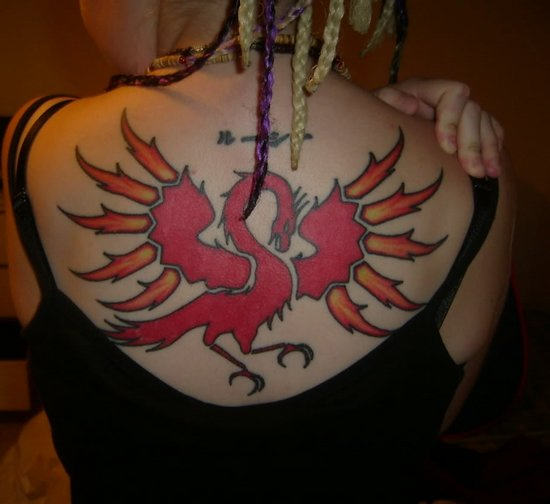 Red Bird Tattoo On Back