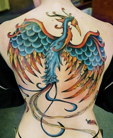 Huge Phoenix Tattoo On Back