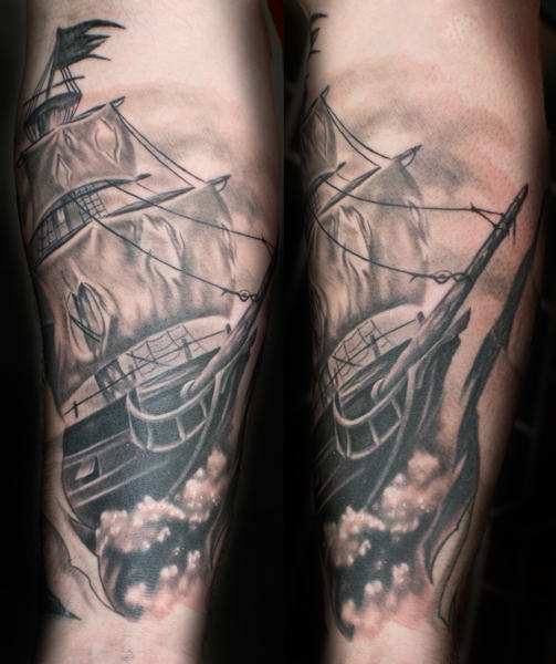 Ship Tattoo On Arm