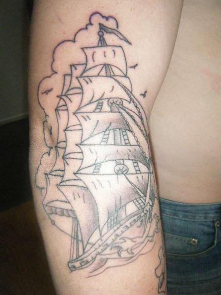 Ship Tattoo On Arm