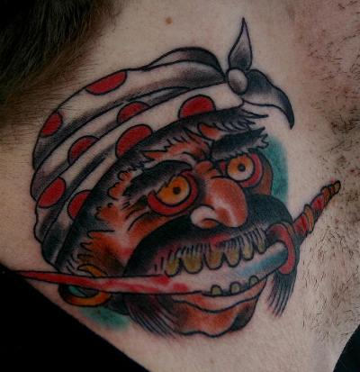 Pirate Tattoo On Neck