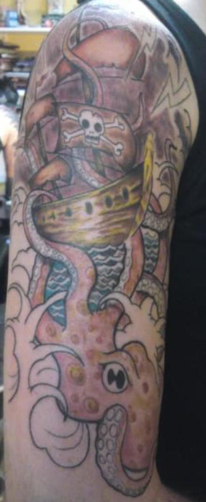 Sea Pirate Tattoo On Shoulder