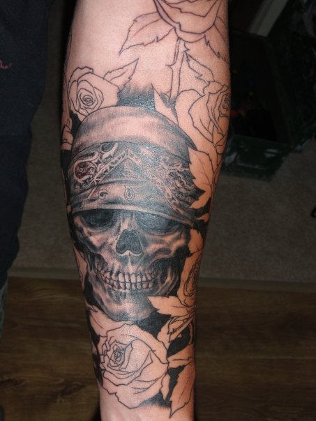 Black Pirate Tattoo On Arm