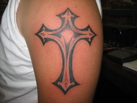 Cross Tattoo On Shoulder