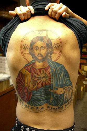 Jesus Tattoo On Back