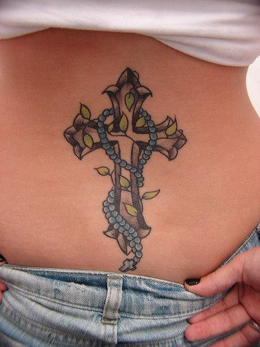 Cross Tattoo On Waist