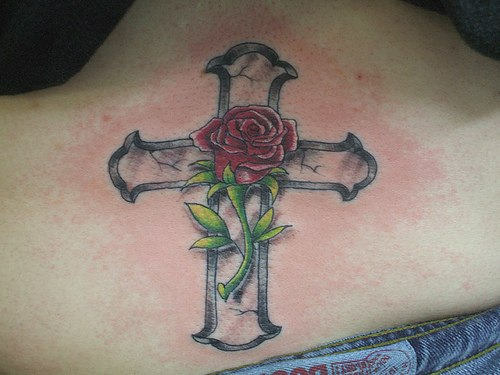 Cross Tattoo On Waist