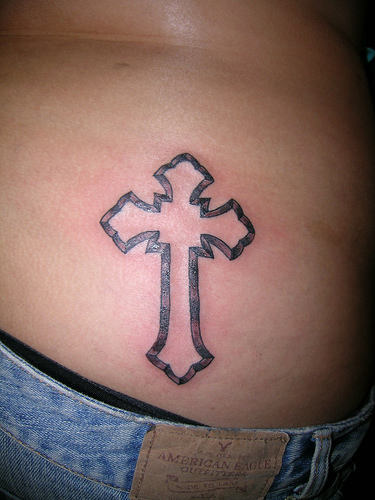 Cross Tattoo On Waist