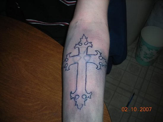 Cross Tattoo On Arm