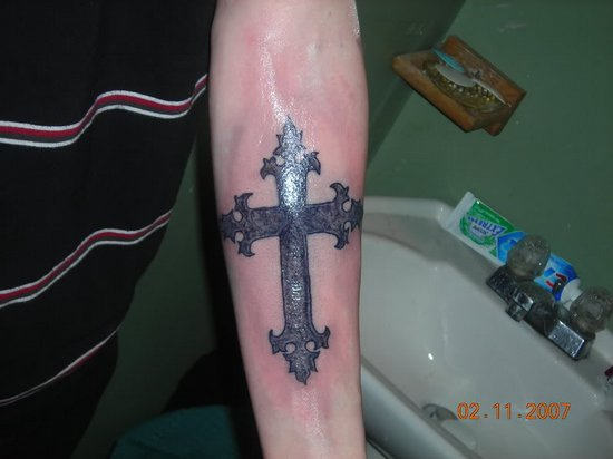 Cross Tattoo On Arm