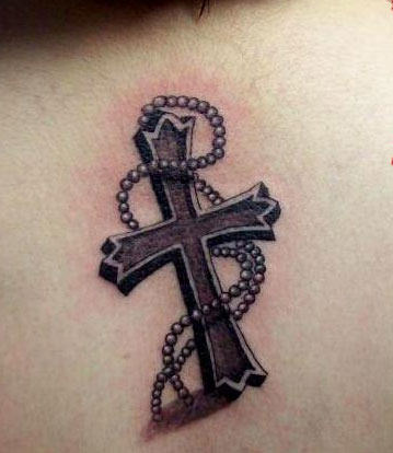 Cross With Rosary Tattoo