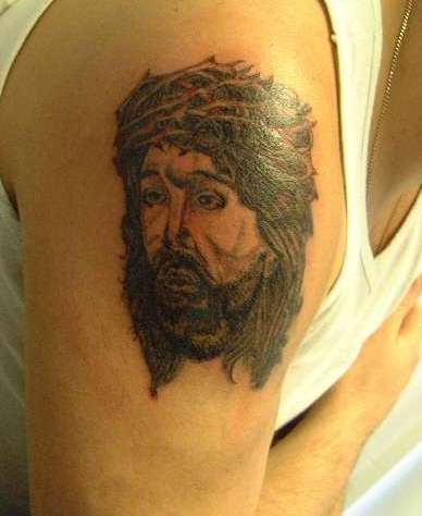 Jesus Christ Tattoo On Shoulder