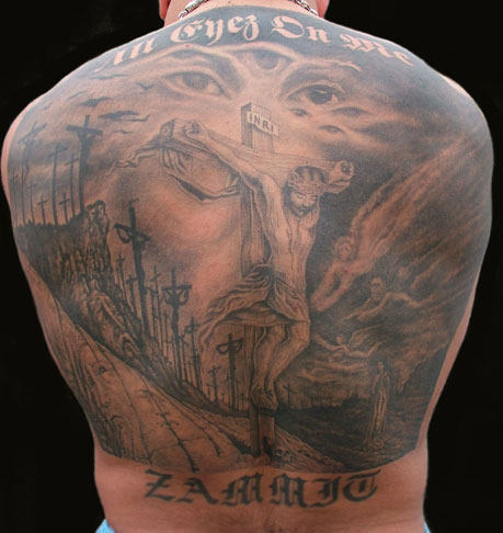 Large Jesus Tattoo On Back