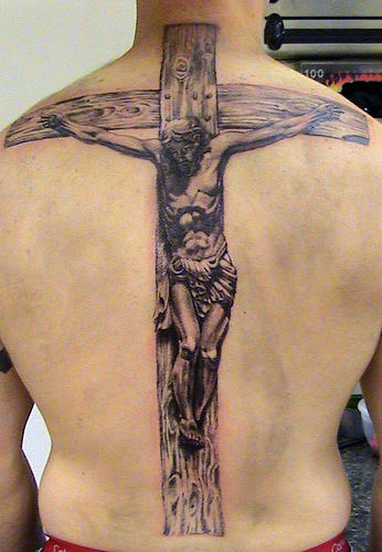 Huge Jesus Tattoo On Back