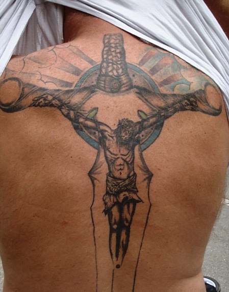 Unique Jesus Tattoo On Back