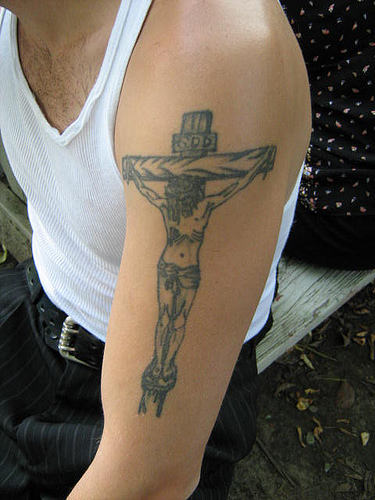 Tempting Jesus Tattoo On Shoulder