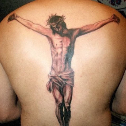 Great Jesus Christ Tattoo On Back