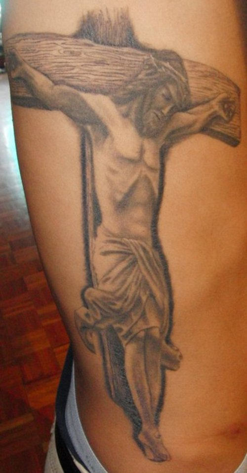 Jesus Tattoo On Rib