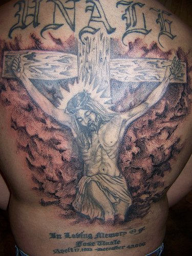 Likable Jesus Christ Tattoo On Back