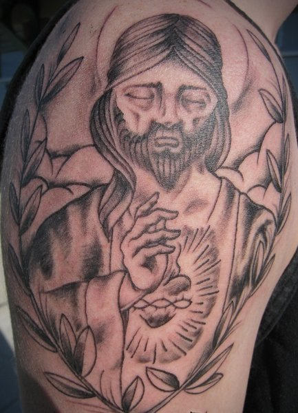 Jesus Tattoo on Bicep