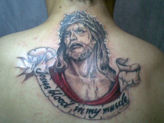 Impressive Jesus Tattoo On Back
