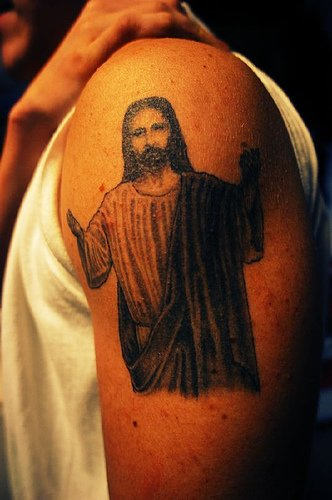 Likeable Jesus Tattoo On Shoulder