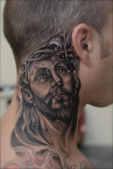 Jesus Tattoo On Neck