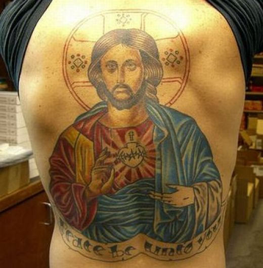 Big Jesus Tattoo On Back