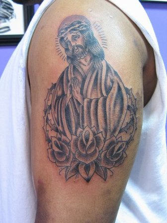 God Jesus Tattoo On Shoulder